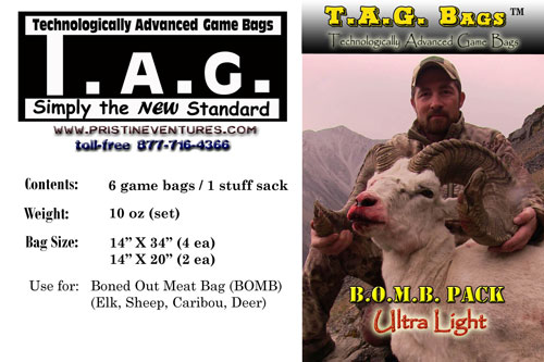 TAG Bags B.O.M.B. pack (Boned Out Meat Bags)